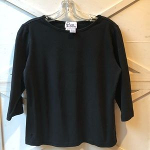 Vintage Lilly Pulitzer 3/4 Sleeve Black Cotton Top M